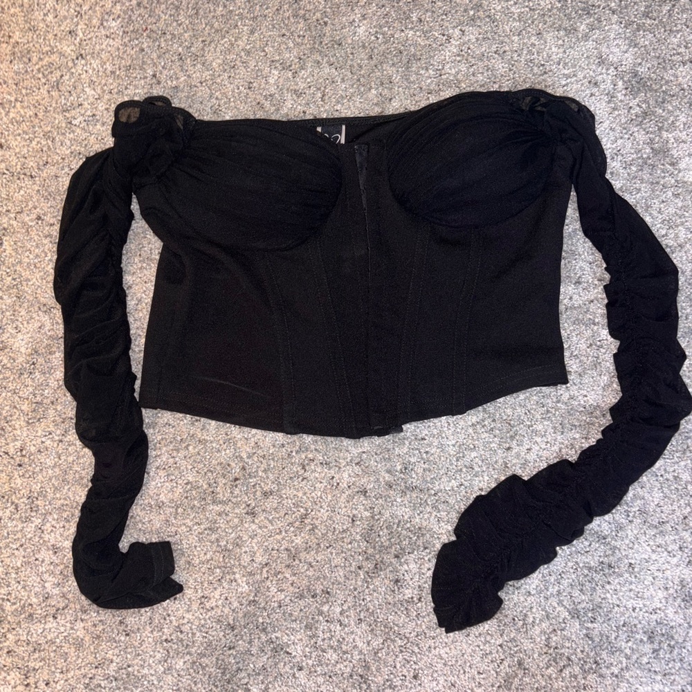Windsor Black Ruched Off-Shoulder Crop Top